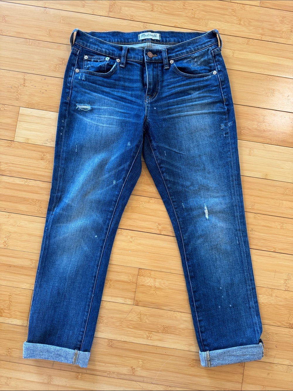 Madewell Dark Blue Boyfriend Jeans with Light Fading